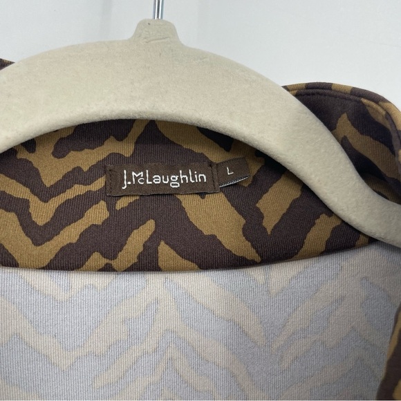 J. McLaughlin Brown Zebra Print Bedford Catalina Quarter Zip Pullover Top L - Picture 2 of 7